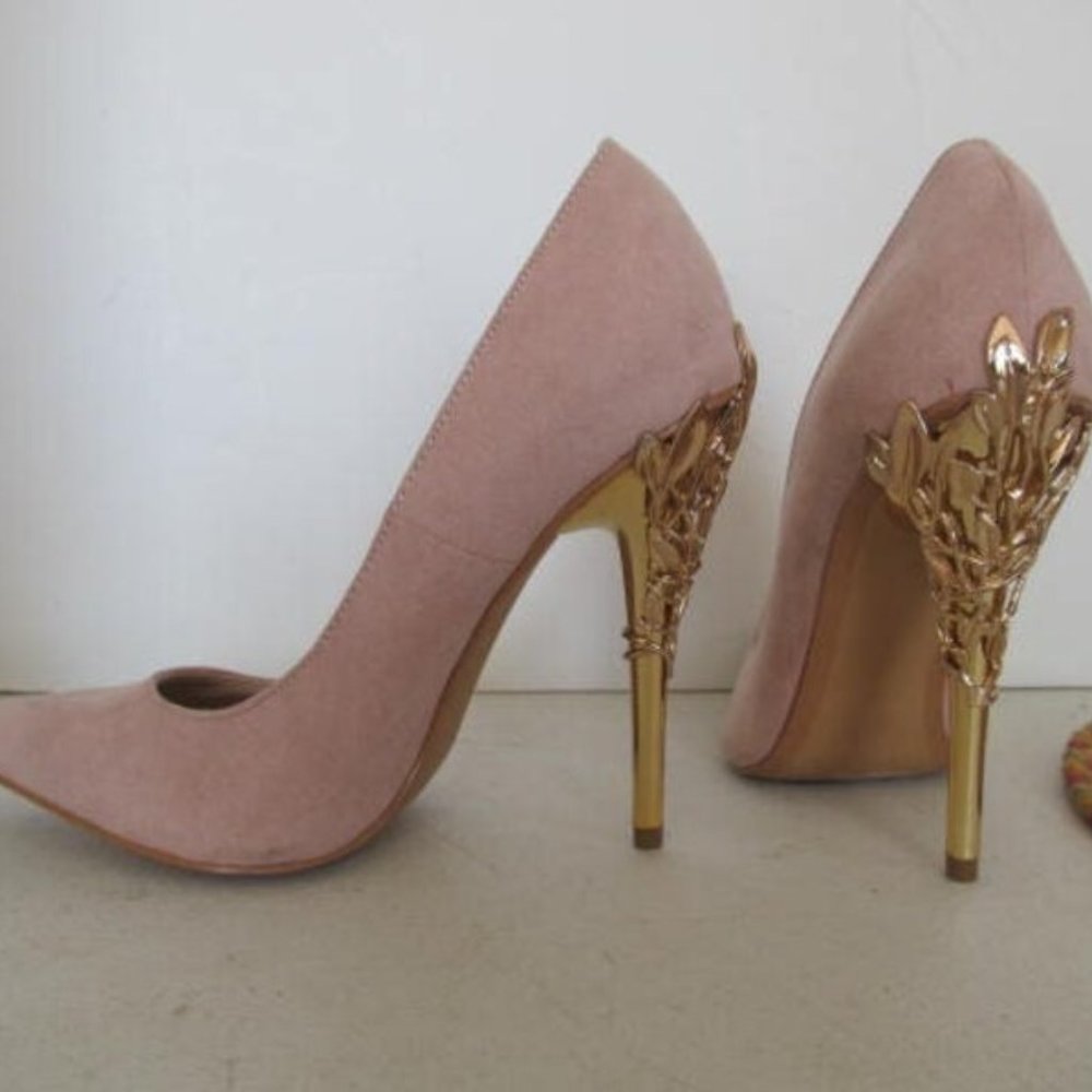 Pink Bridal shoes Classy & Sexy 8 1/2 Pink Suede Leather Spike Heel sz 8.5 prom